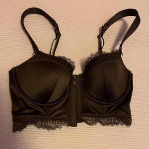 Brown lace trimmed corset bra Aerie